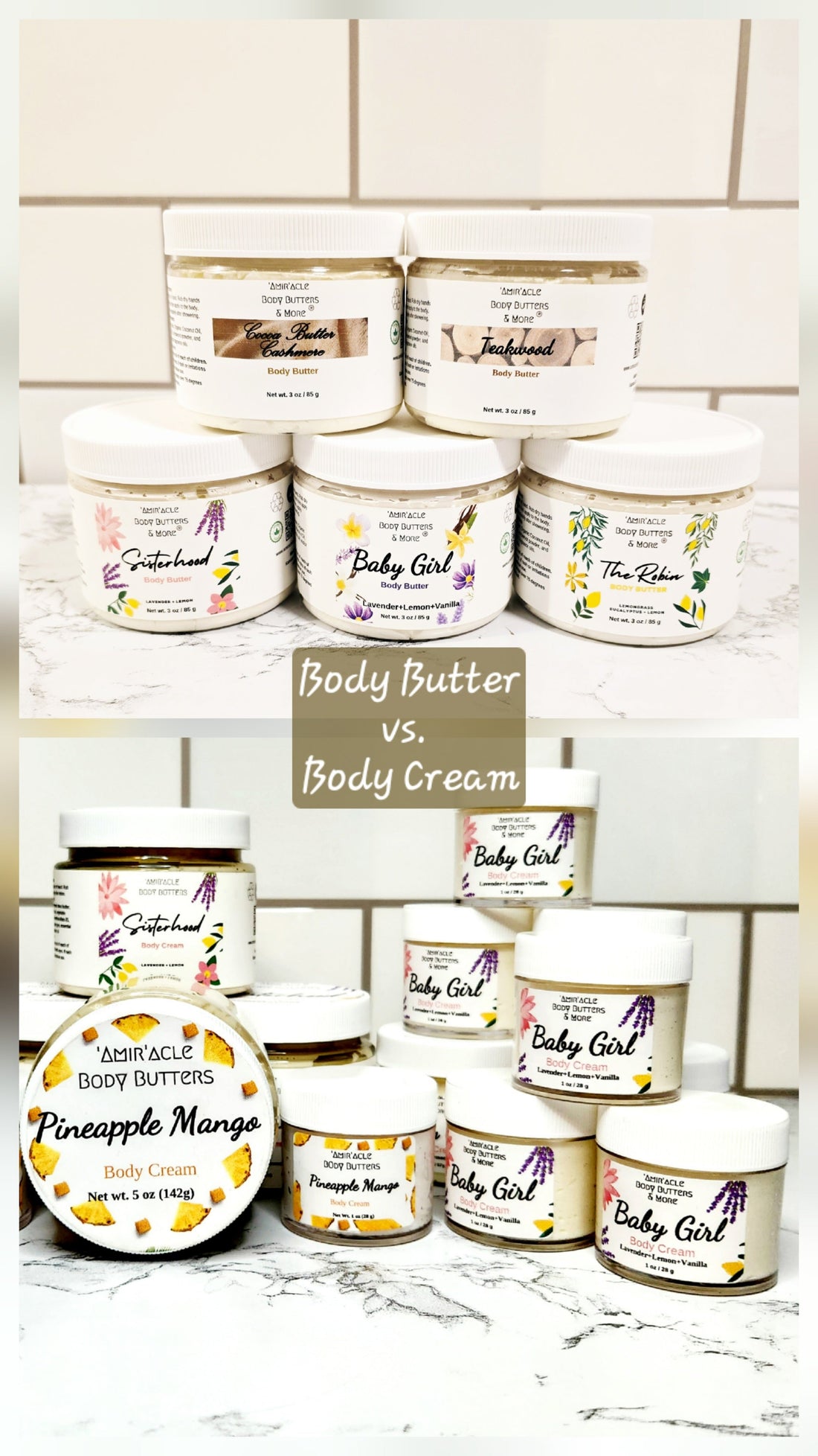 Variety of All Natural Body Butter and Hydrating Body Creams