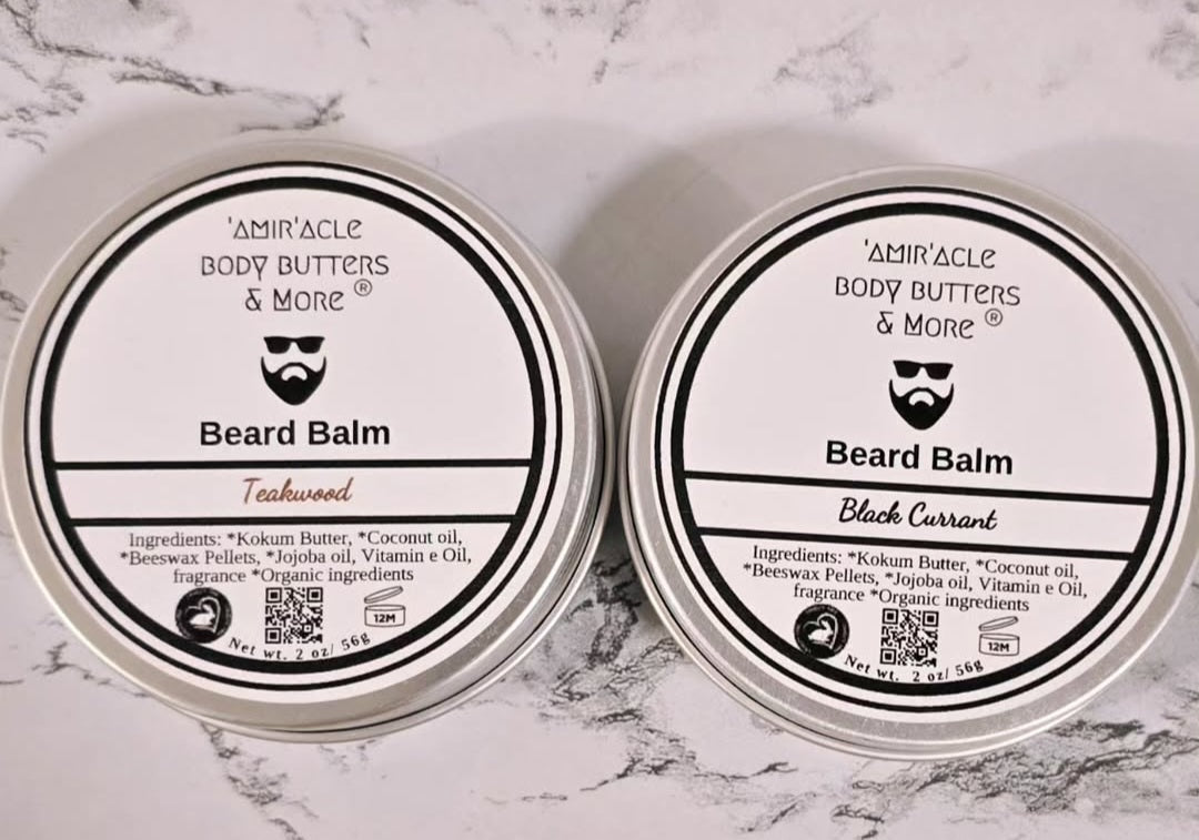 Beard balm for all beard styles to style and smooth facial hair by Amir'acle Body Butters